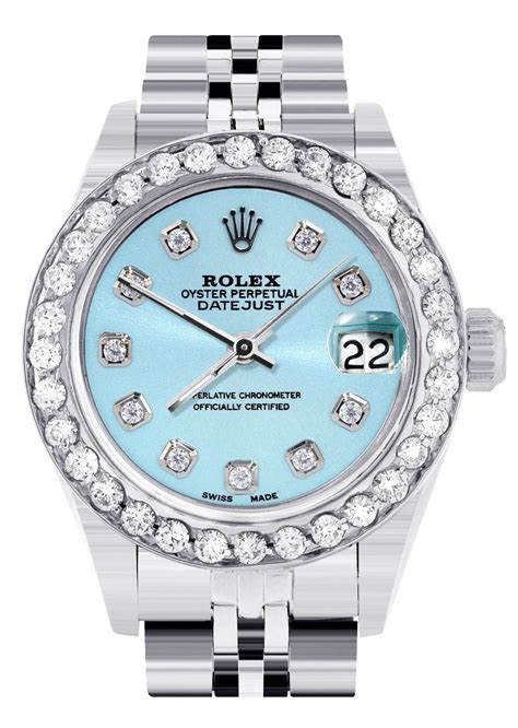 women's rolex blue face with diamonds|rolex datejust diamond bezel.